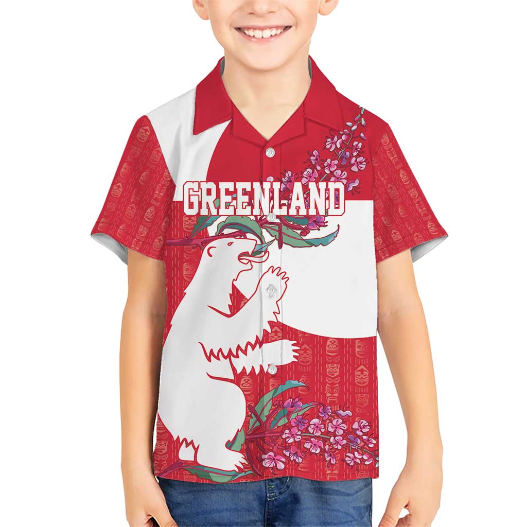 Greenland Flag Style Kid Hawaiian Shirt Polar Pear