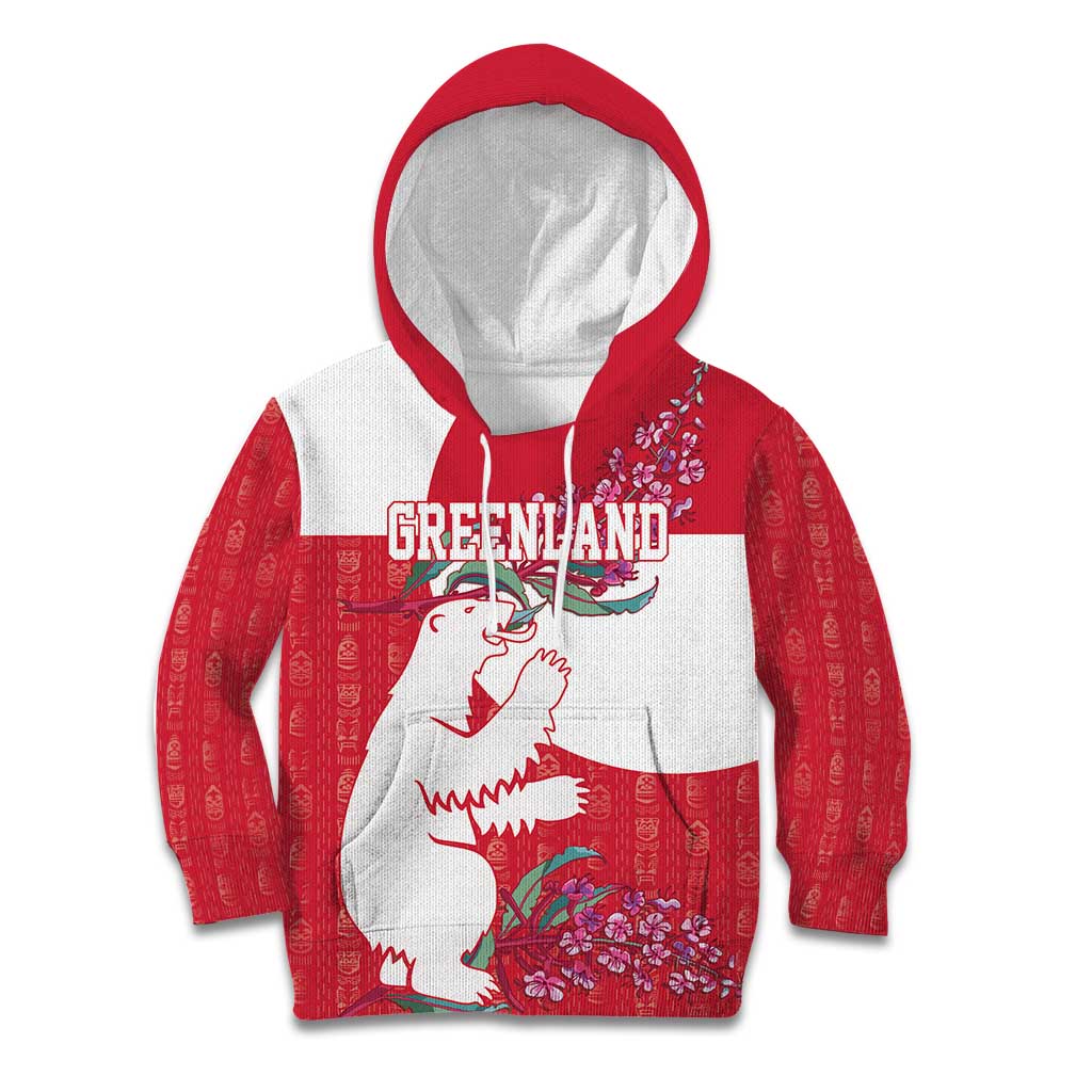 Greenland Flag Style Kid Hoodie Polar Pear