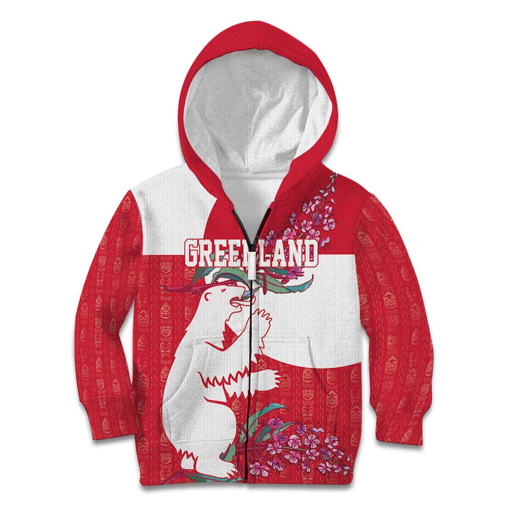 Greenland Flag Style Kid Hoodie Polar Pear
