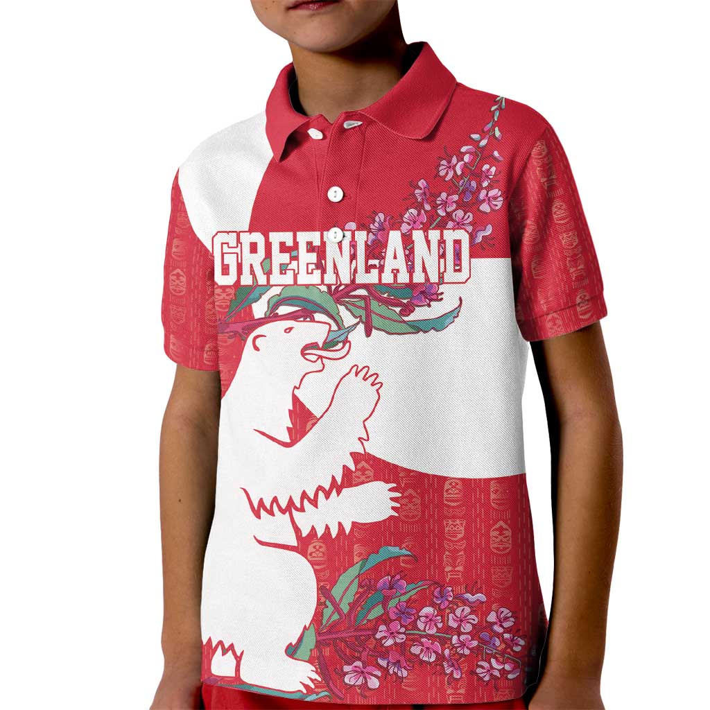 Greenland Flag Style Kid Polo Shirt Polar Pear