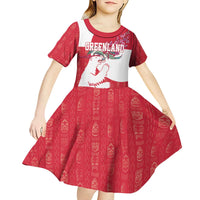 Greenland Flag Style Kid Short Sleeve Dress Polar Pear