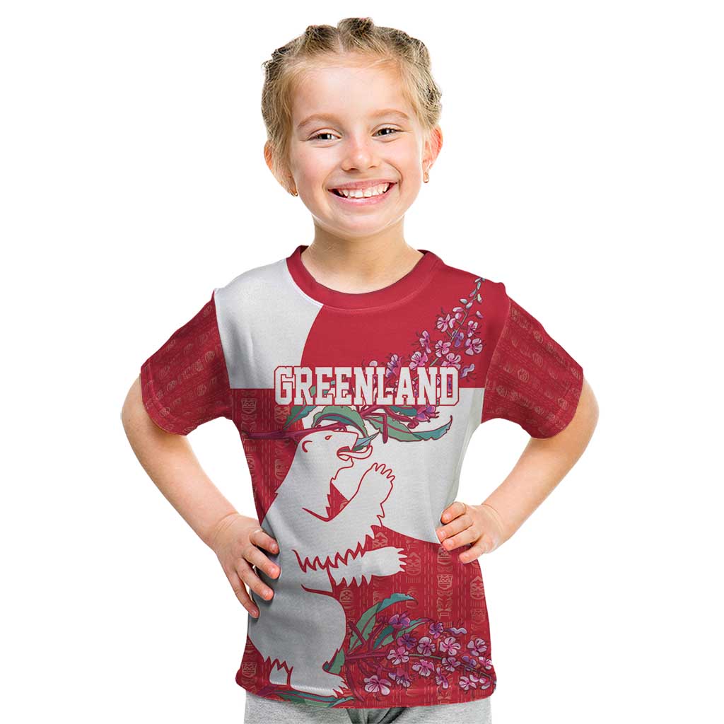 Greenland Flag Style Kid T Shirt Polar Pear