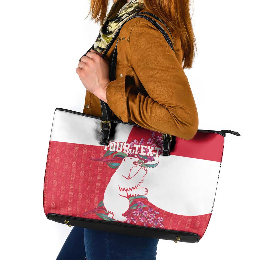 Greenland Flag Style Leather Tote Bag Polar Pear