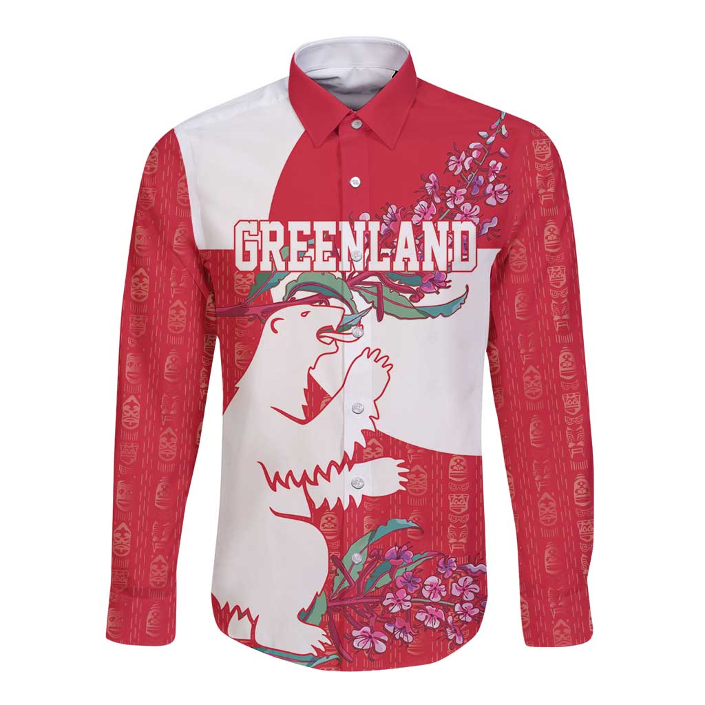Greenland Flag Style Long Sleeve Button Shirt Polar Pear