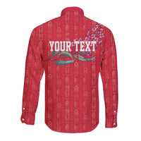 Greenland Flag Style Long Sleeve Button Shirt Polar Pear