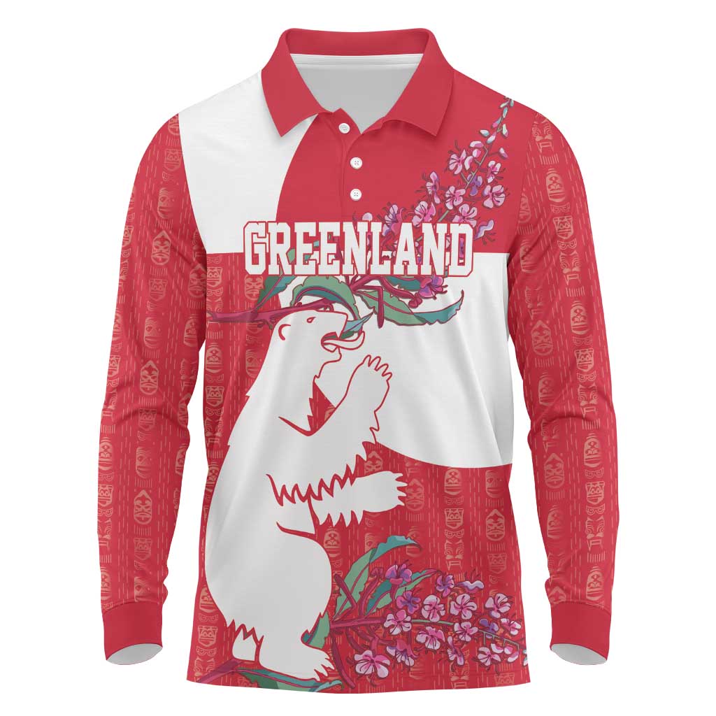 Greenland Flag Style Long Sleeve Polo Shirt Polar Pear