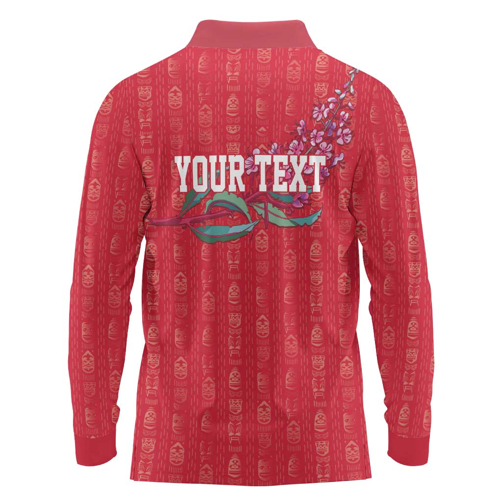 Greenland Flag Style Long Sleeve Polo Shirt Polar Pear