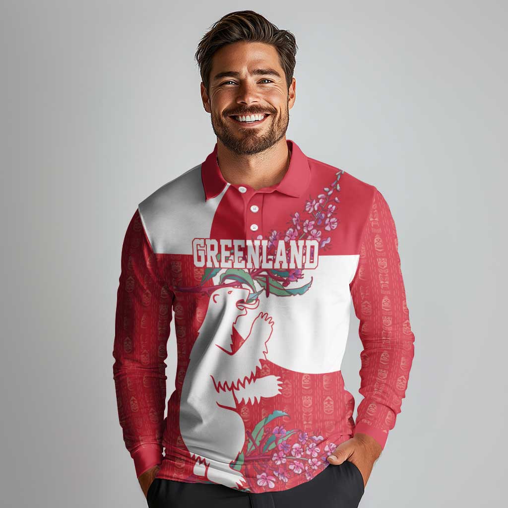 Greenland Flag Style Long Sleeve Polo Shirt Polar Pear