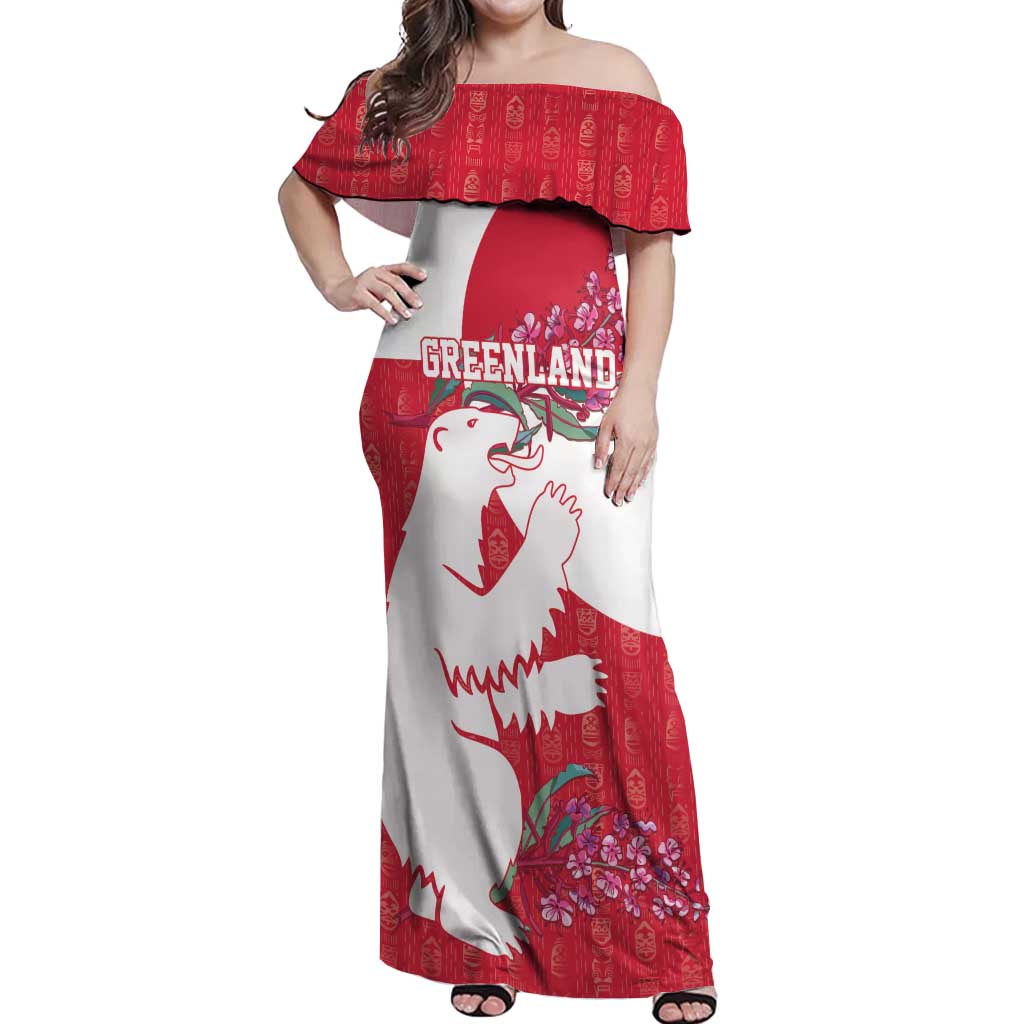 Greenland Flag Style Off Shoulder Maxi Dress Polar Pear