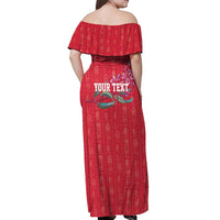 Greenland Flag Style Off Shoulder Maxi Dress Polar Pear