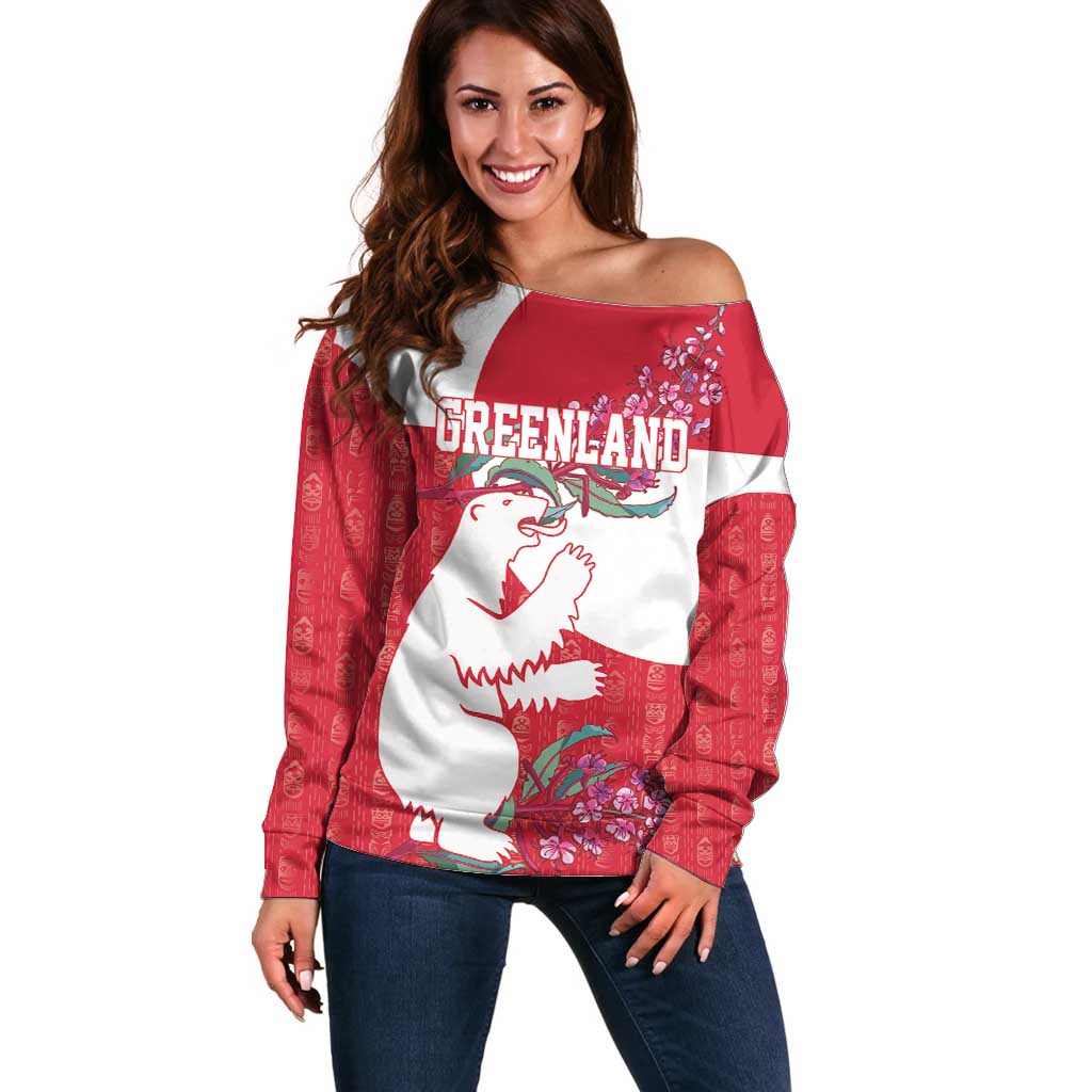Greenland Flag Style Off Shoulder Sweater Polar Pear