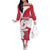 Greenland Flag Style Off The Shoulder Long Sleeve Dress Polar Pear