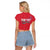 Greenland Flag Style Raglan Cropped T Shirt Polar Pear