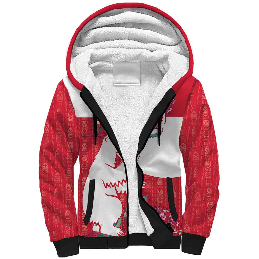 Greenland Flag Style Sherpa Hoodie Polar Pear