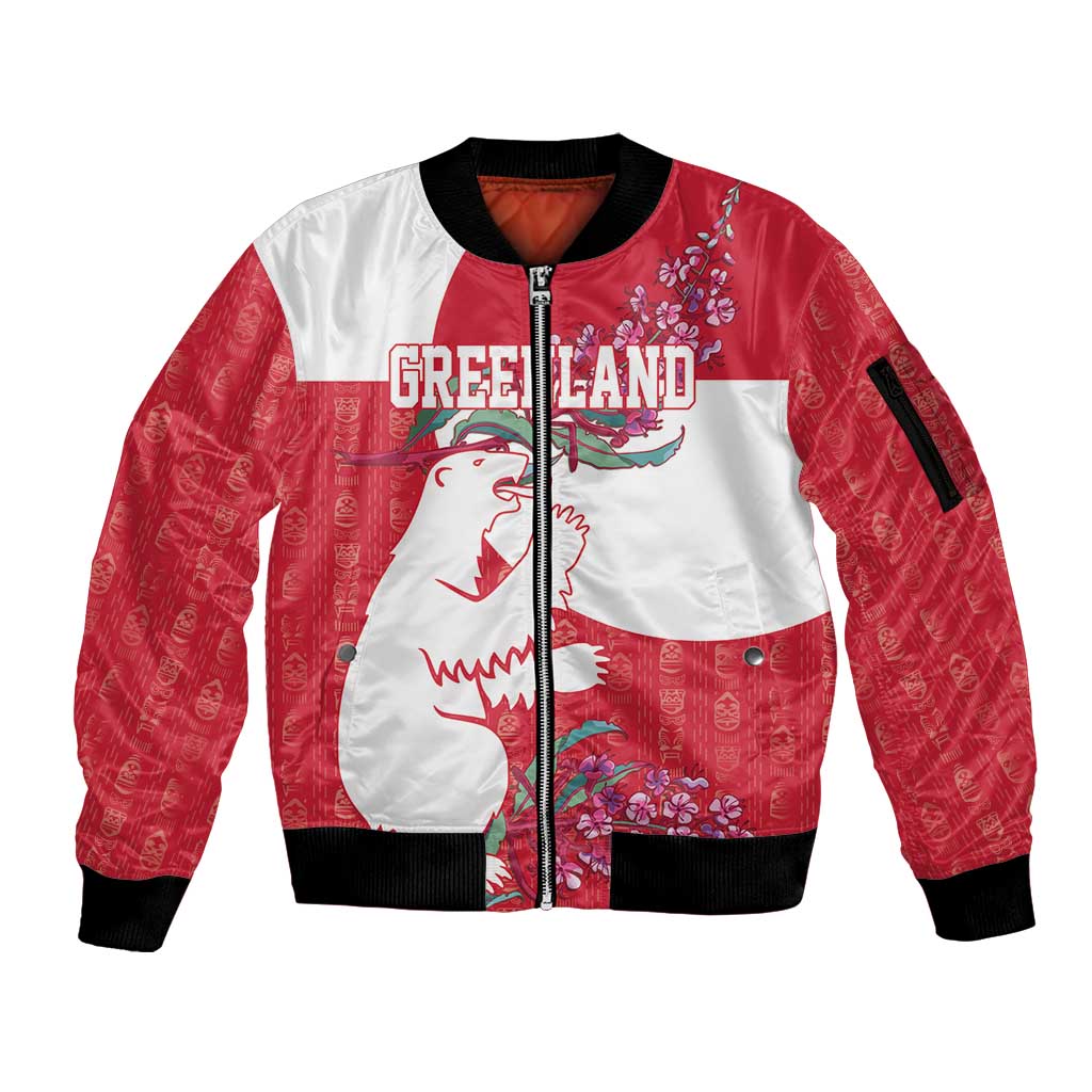 Greenland Flag Style Sleeve Zip Bomber Jacket Polar Pear