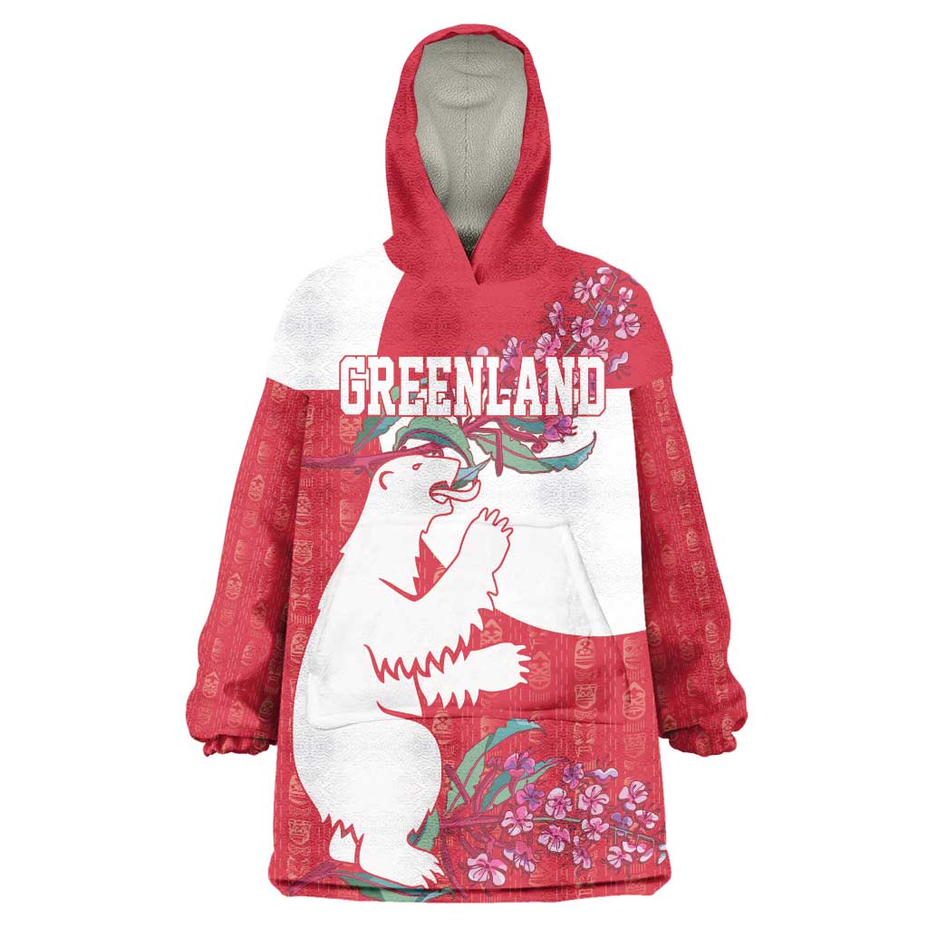Greenland Flag Style Wearable Blanket Hoodie Polar Pear