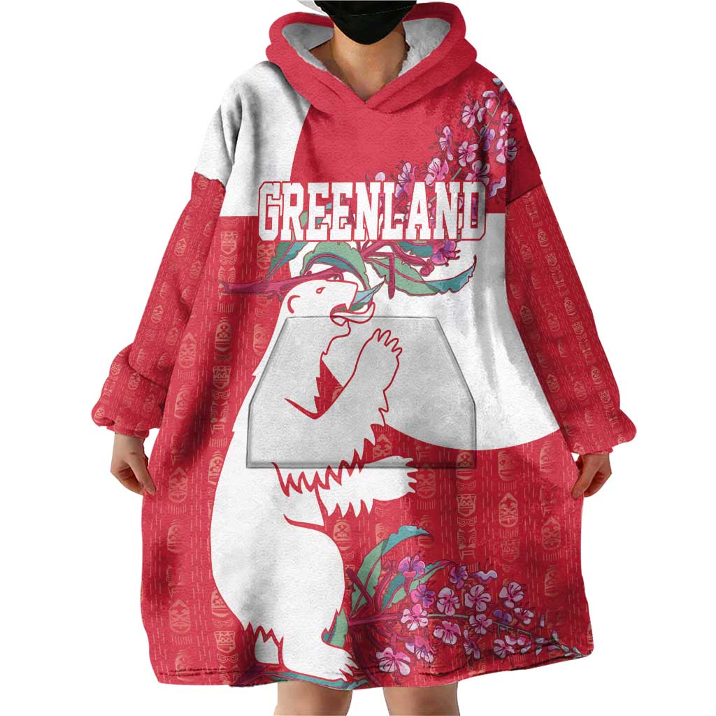 Greenland Flag Style Wearable Blanket Hoodie Polar Pear