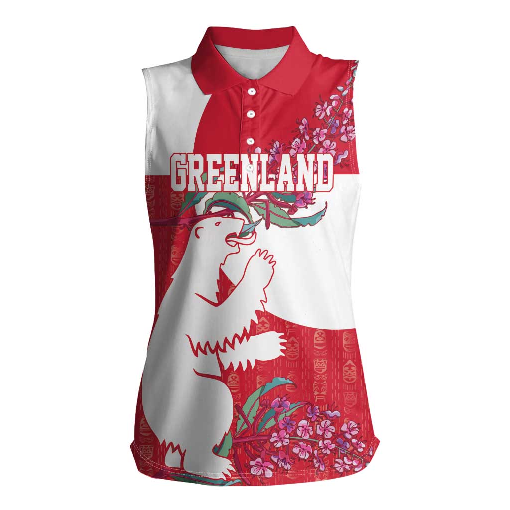 Greenland Flag Style Women Sleeveless Polo Shirt Polar Pear