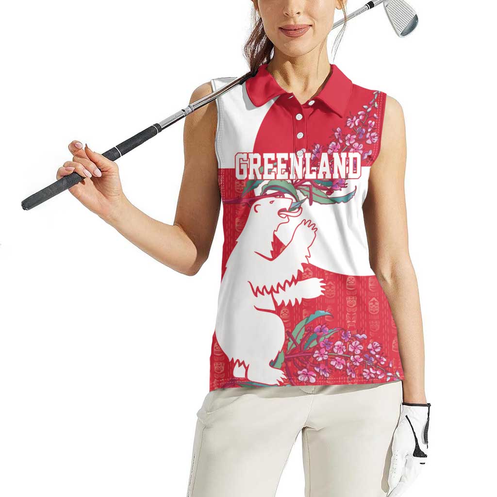 Greenland Flag Style Women Sleeveless Polo Shirt Polar Pear