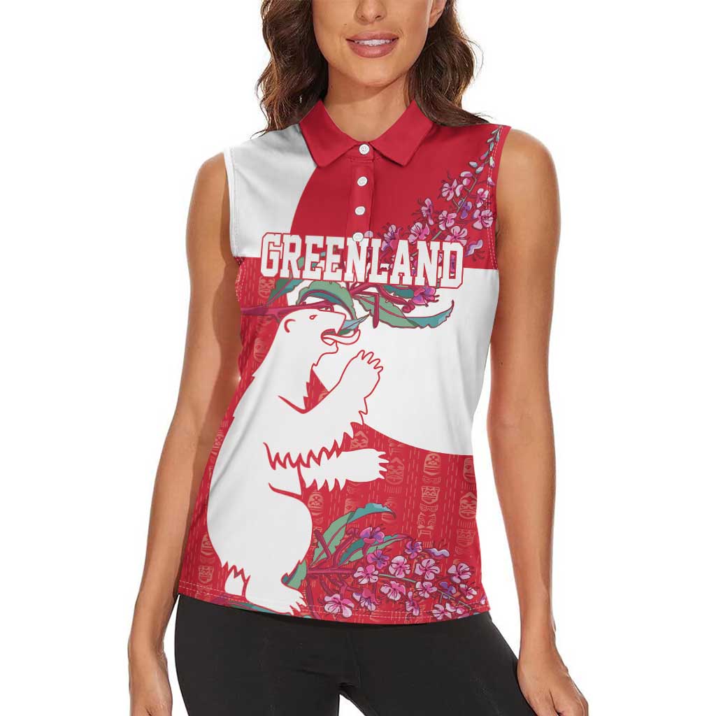 Greenland Flag Style Women Sleeveless Polo Shirt Polar Pear