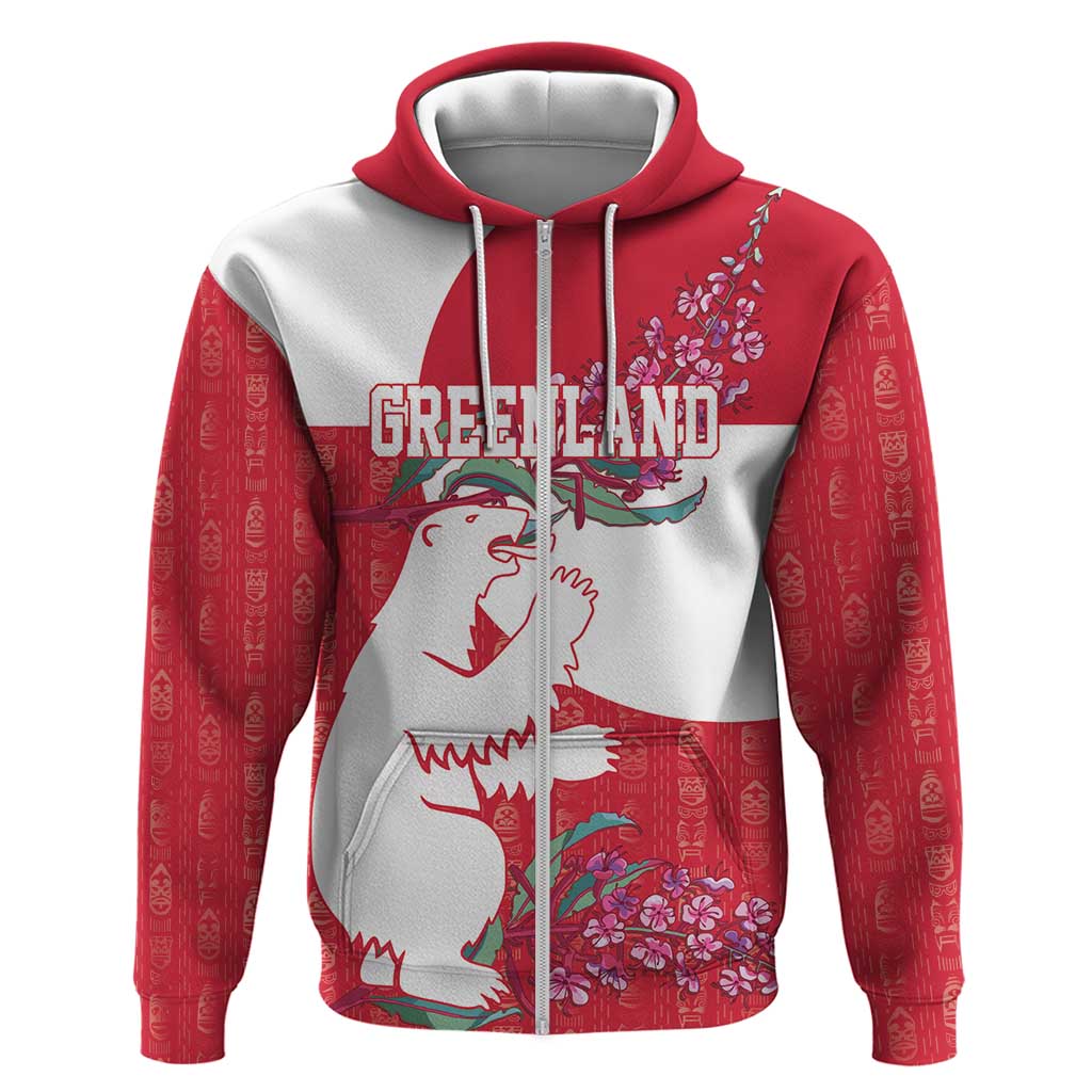 Greenland Flag Style Zip Hoodie Polar Pear