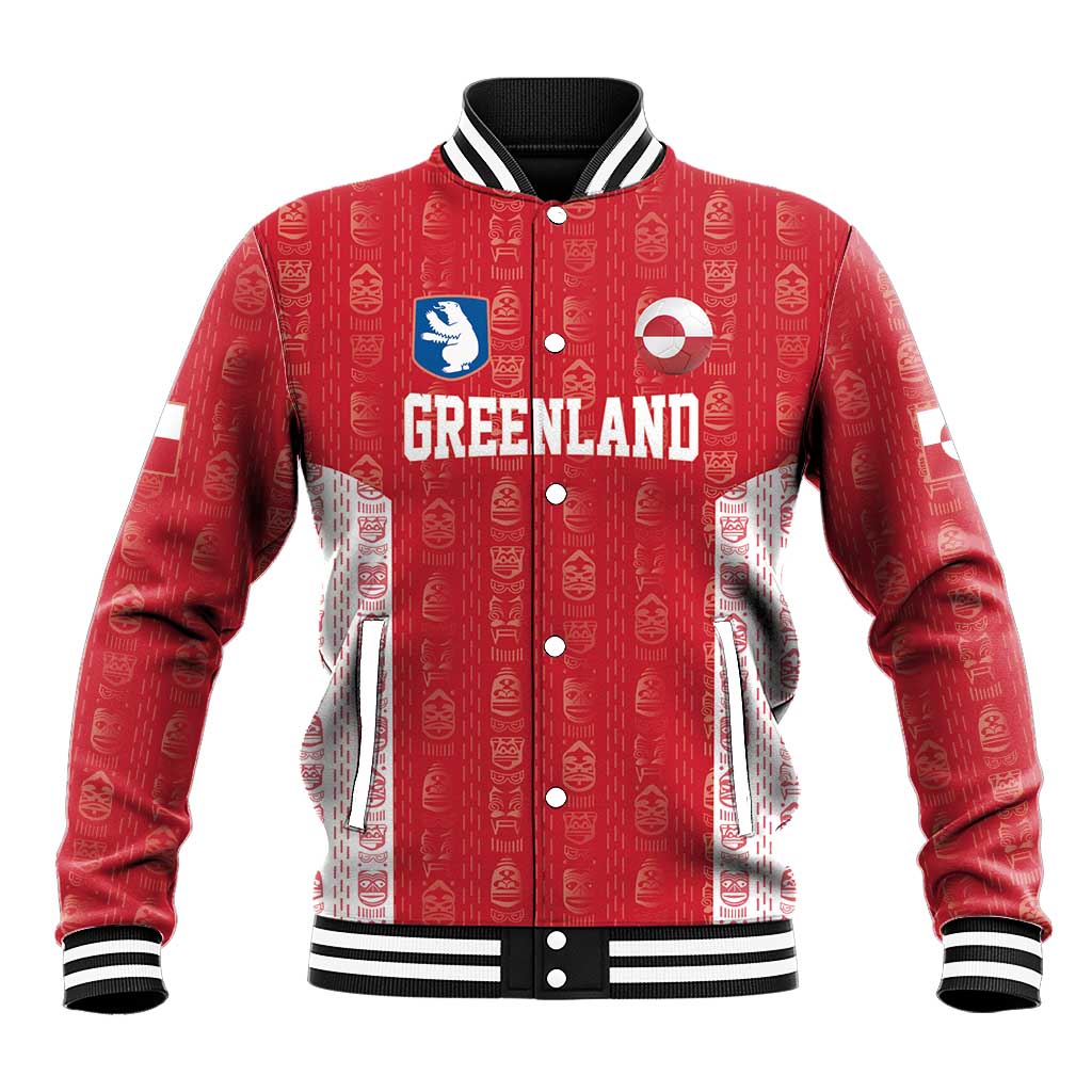 Custom Greenland Football 2024-25 Baseball Jacket Tupilaq Pattern