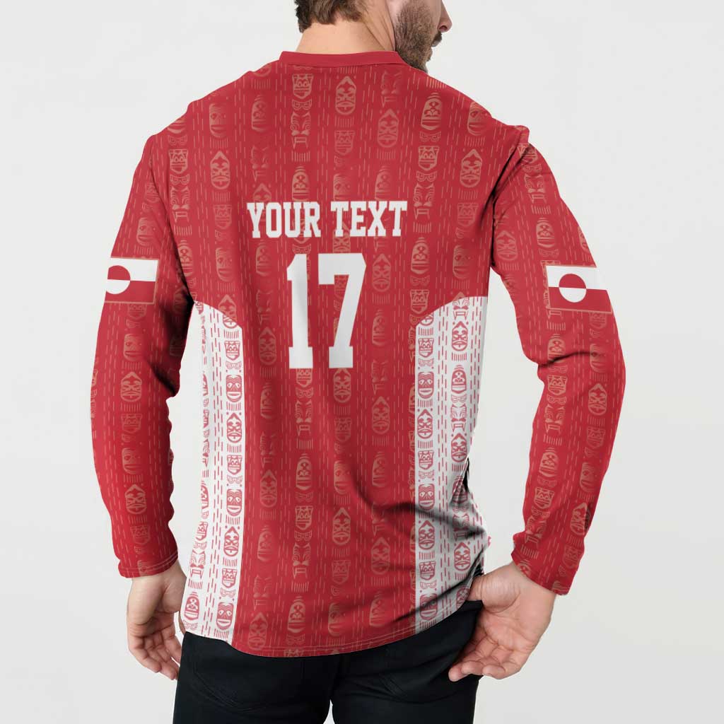 Custom Greenland Football 2024-25 Button Sweatshirt Tupilaq Pattern