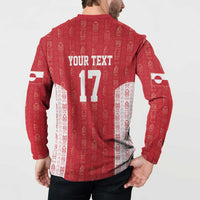 Custom Greenland Football 2024-25 Button Sweatshirt Tupilaq Pattern