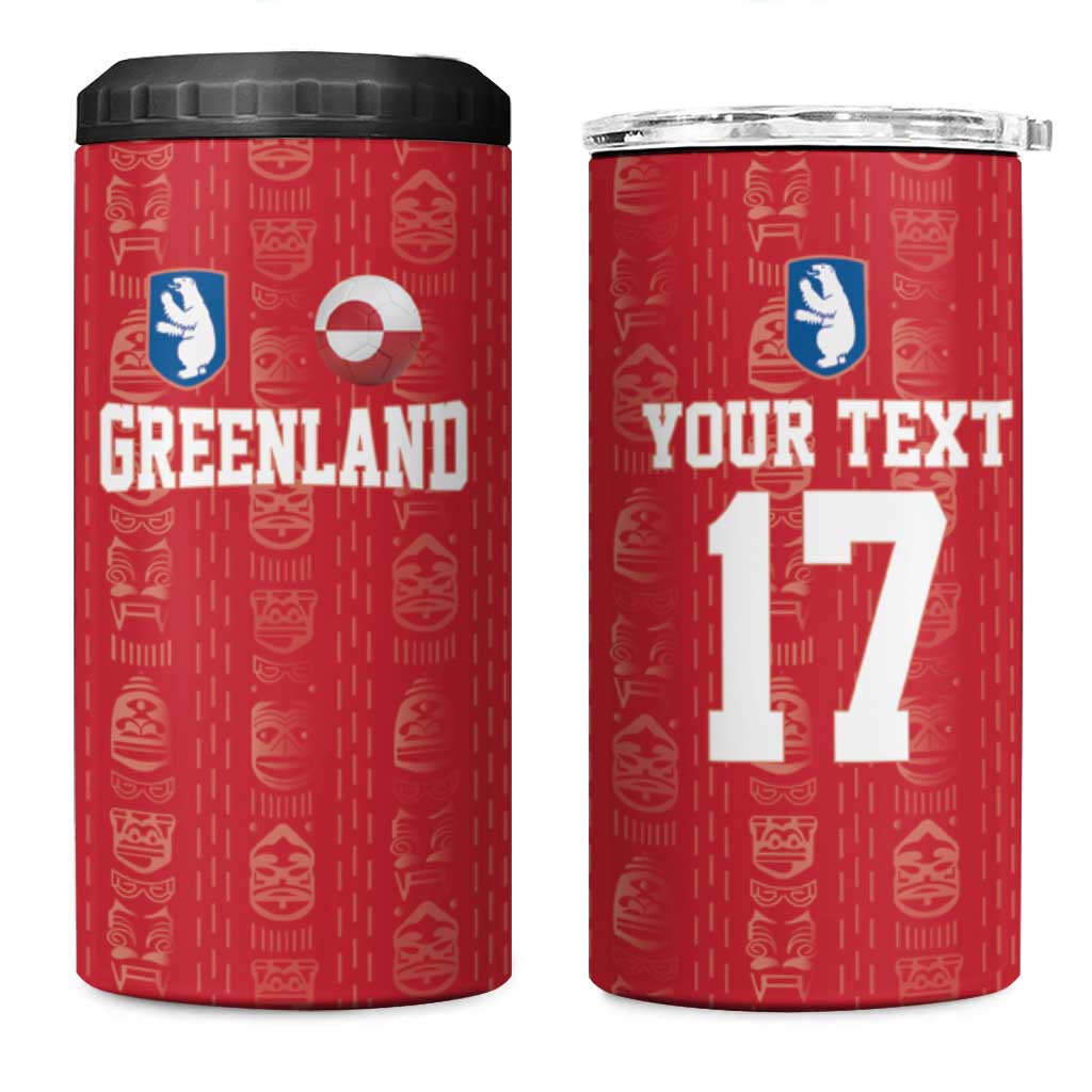 Custom Greenland Football 2024-25 4 in 1 Can Cooler Tumbler Tupilaq Pattern