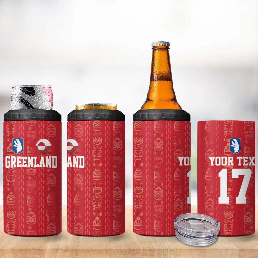 Custom Greenland Football 2024-25 4 in 1 Can Cooler Tumbler Tupilaq Pattern