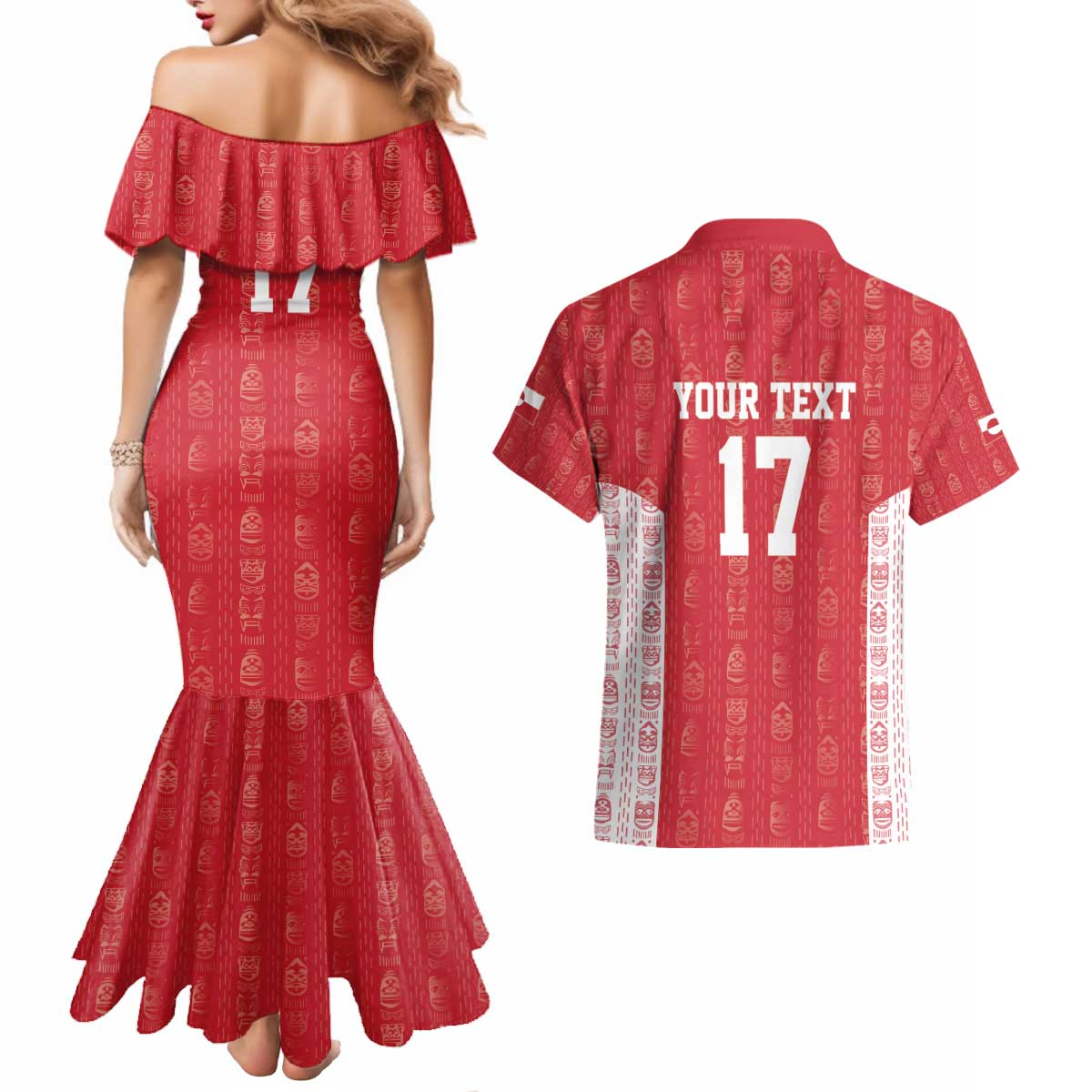 Custom Greenland Football 2024-25 Couples Matching Mermaid Dress and Hawaiian Shirt Tupilaq Pattern