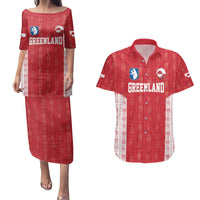 Custom Greenland Football 2024-25 Couples Matching Puletasi and Hawaiian Shirt Tupilaq Pattern