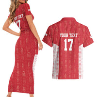 Custom Greenland Football 2024-25 Couples Matching Short Sleeve Bodycon Dress and Hawaiian Shirt Tupilaq Pattern
