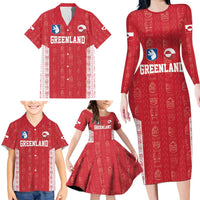 Custom Greenland Football 2024-25 Family Matching Long Sleeve Bodycon Dress and Hawaiian Shirt Tupilaq Pattern