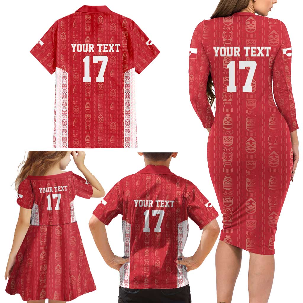Custom Greenland Football 2024-25 Family Matching Long Sleeve Bodycon Dress and Hawaiian Shirt Tupilaq Pattern