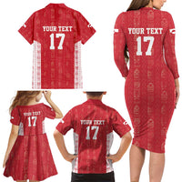 Custom Greenland Football 2024-25 Family Matching Long Sleeve Bodycon Dress and Hawaiian Shirt Tupilaq Pattern