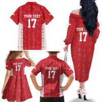 Custom Greenland Football 2024-25 Family Matching Off The Shoulder Long Sleeve Dress and Hawaiian Shirt Tupilaq Pattern