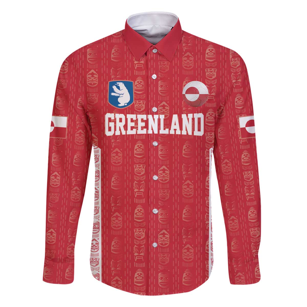 Custom Greenland Football 2024-25 Family Matching Off The Shoulder Long Sleeve Dress and Hawaiian Shirt Tupilaq Pattern