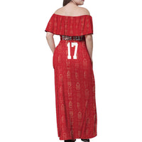 Custom Greenland Football 2024-25 Family Matching Off Shoulder Maxi Dress and Hawaiian Shirt Tupilaq Pattern