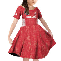 Custom Greenland Football 2024-25 Family Matching Off Shoulder Short Dress and Hawaiian Shirt Tupilaq Pattern