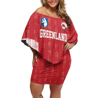 Custom Greenland Football 2024-25 Family Matching Off Shoulder Short Dress and Hawaiian Shirt Tupilaq Pattern