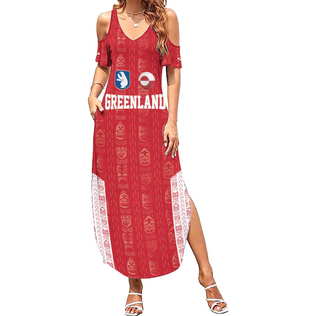 Custom Greenland Football 2024-25 Family Matching Summer Maxi Dress and Hawaiian Shirt Tupilaq Pattern