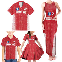 Custom Greenland Football 2024-25 Family Matching Tank Maxi Dress and Hawaiian Shirt Tupilaq Pattern