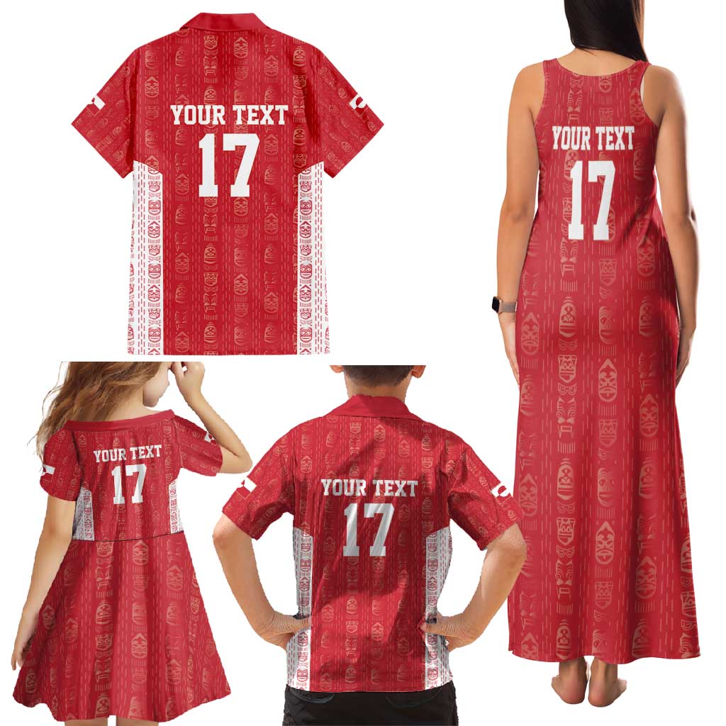 Custom Greenland Football 2024-25 Family Matching Tank Maxi Dress and Hawaiian Shirt Tupilaq Pattern