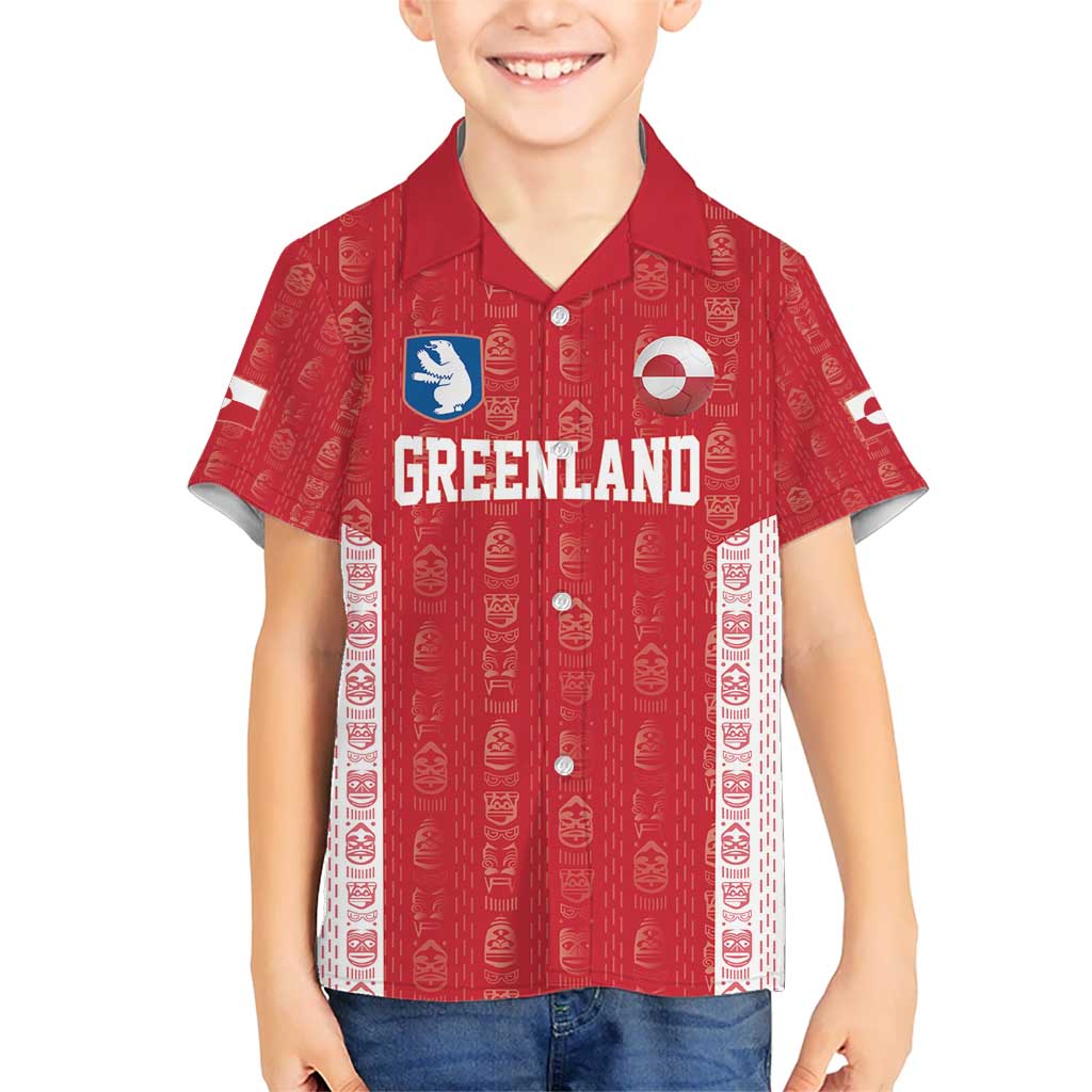Custom Greenland Football 2024-25 Kid Hawaiian Shirt Tupilaq Pattern