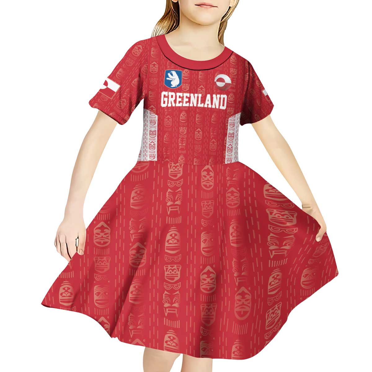 Custom Greenland Football 2024-25 Kid Short Sleeve Dress Tupilaq Pattern