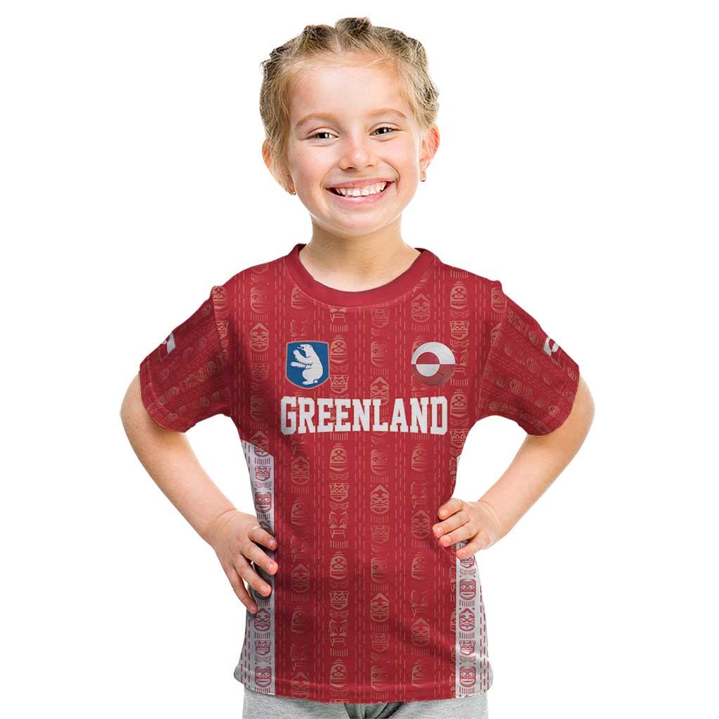 Custom Greenland Football 2024-25 Kid T Shirt Tupilaq Pattern