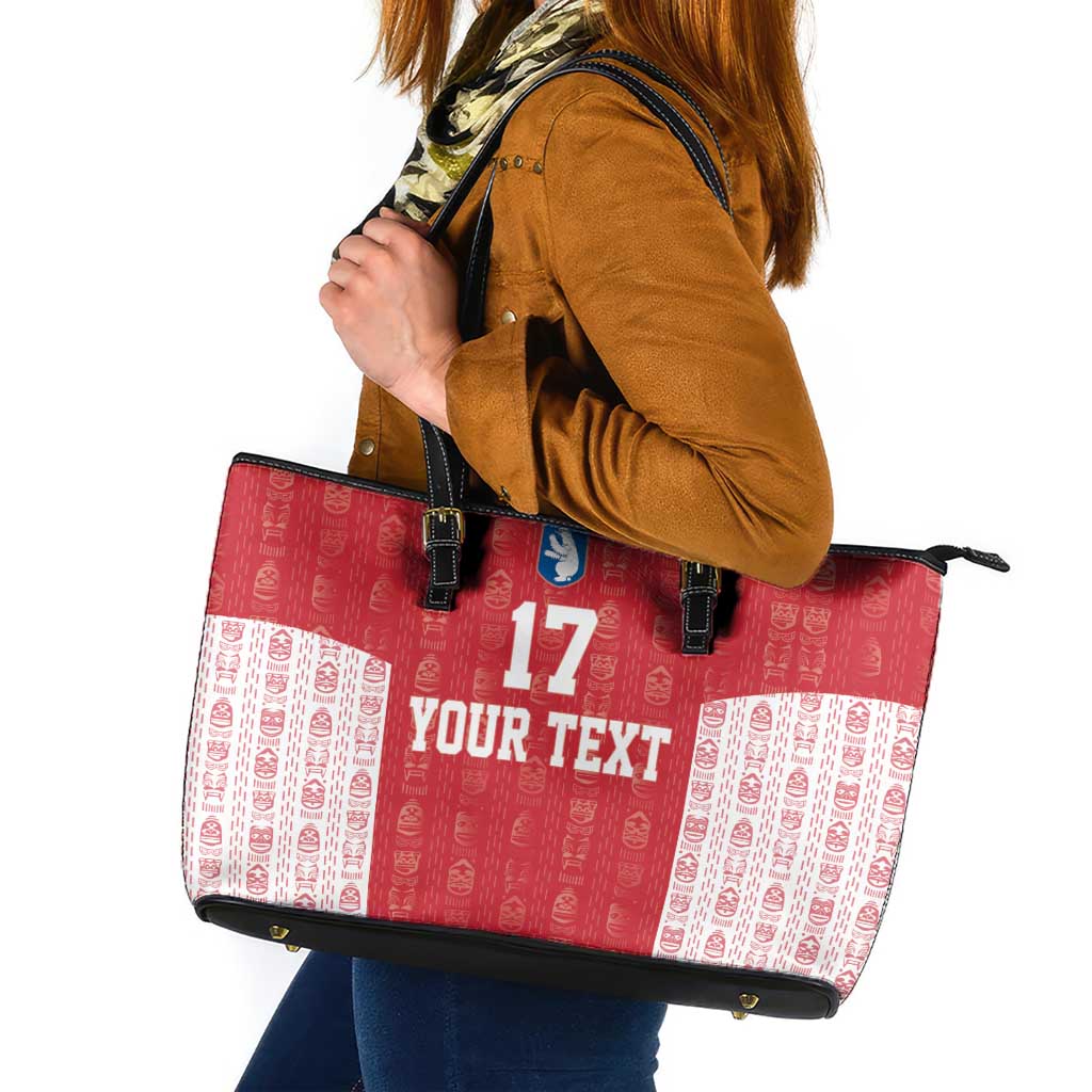 Custom Greenland Football 2024-25 Leather Tote Bag Tupilaq Pattern