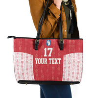 Custom Greenland Football 2024-25 Leather Tote Bag Tupilaq Pattern