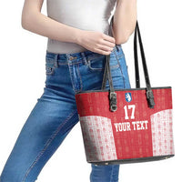 Custom Greenland Football 2024-25 Leather Tote Bag Tupilaq Pattern